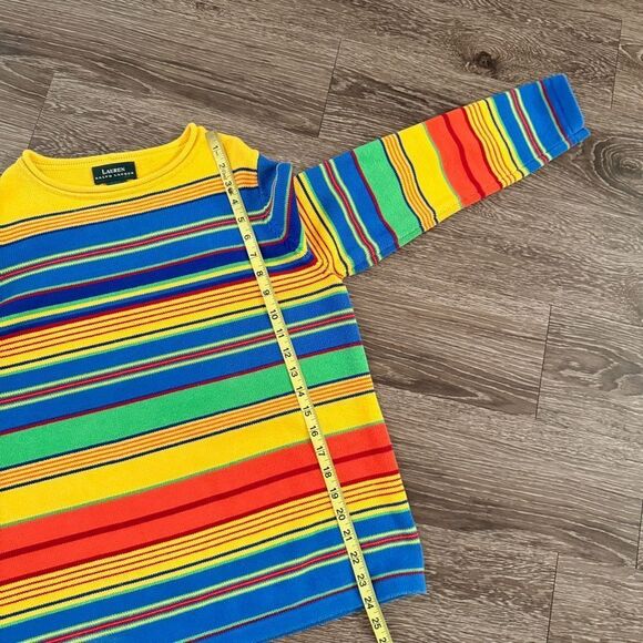 Lauren Ralph Lauren Multi Colored Stripe Cotton Sweater - Picture 6 of 7